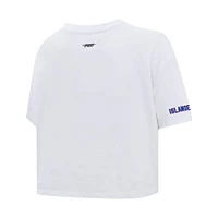 Women's Pro Standard White New York Islanders Boxy Script Tail Cropped T-Shirt