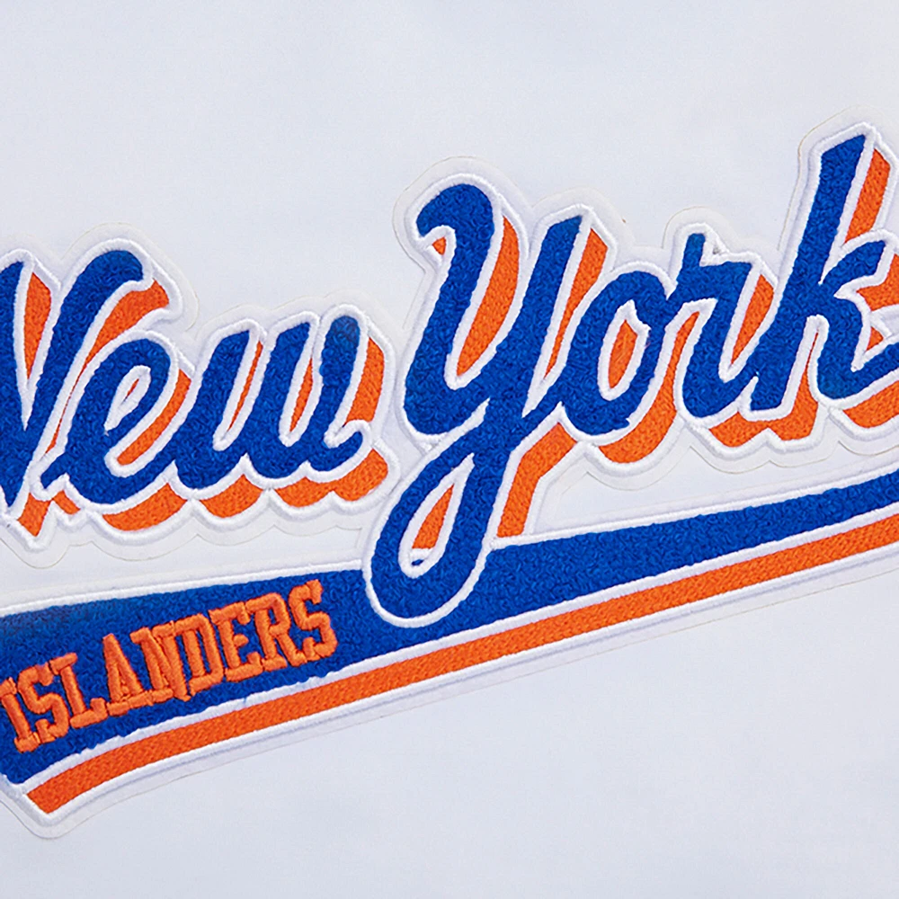 Women's Pro Standard White New York Islanders Boxy Script Tail Cropped T-Shirt