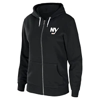 Sweat à capuche WEAR by Erin Andrews noir pour femme en polaire éponge avec fermeture éclair des New York Islanders