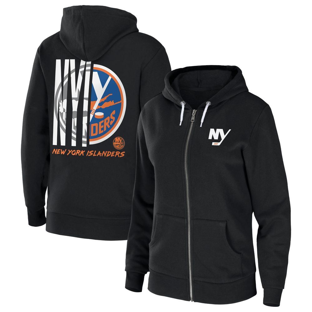 Women's WEAR by Erin Andrews Black New York Islanders Sponge Fleece Full-Zip Hoodie