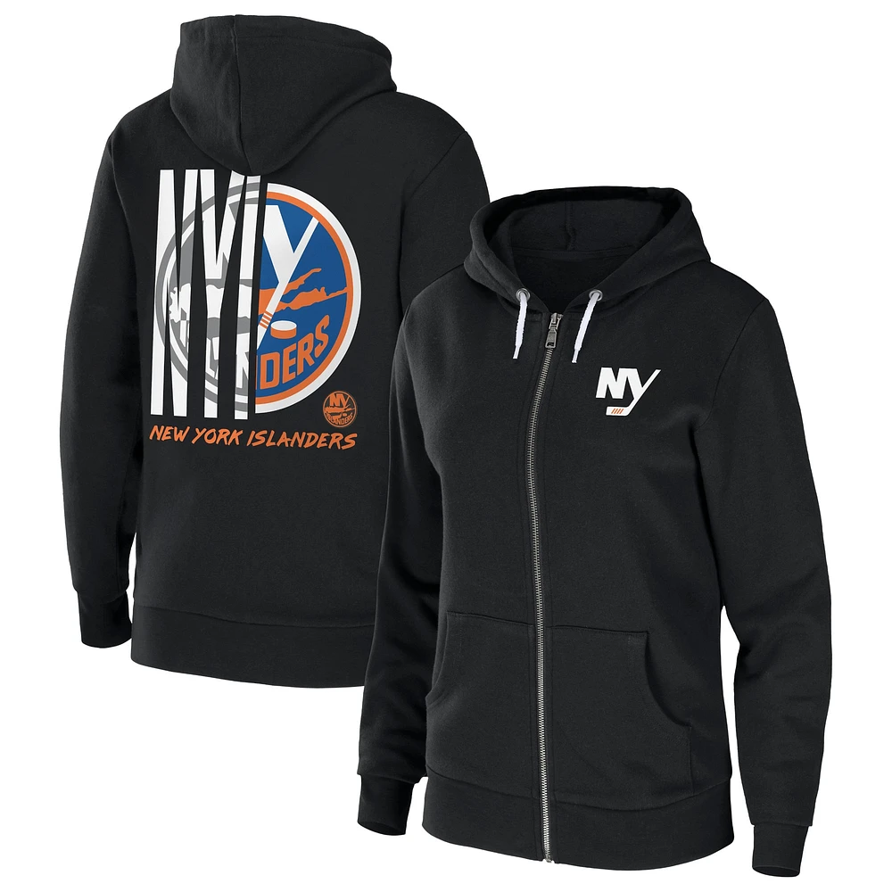 Sweat à capuche WEAR by Erin Andrews noir pour femme en polaire éponge avec fermeture éclair des New York Islanders