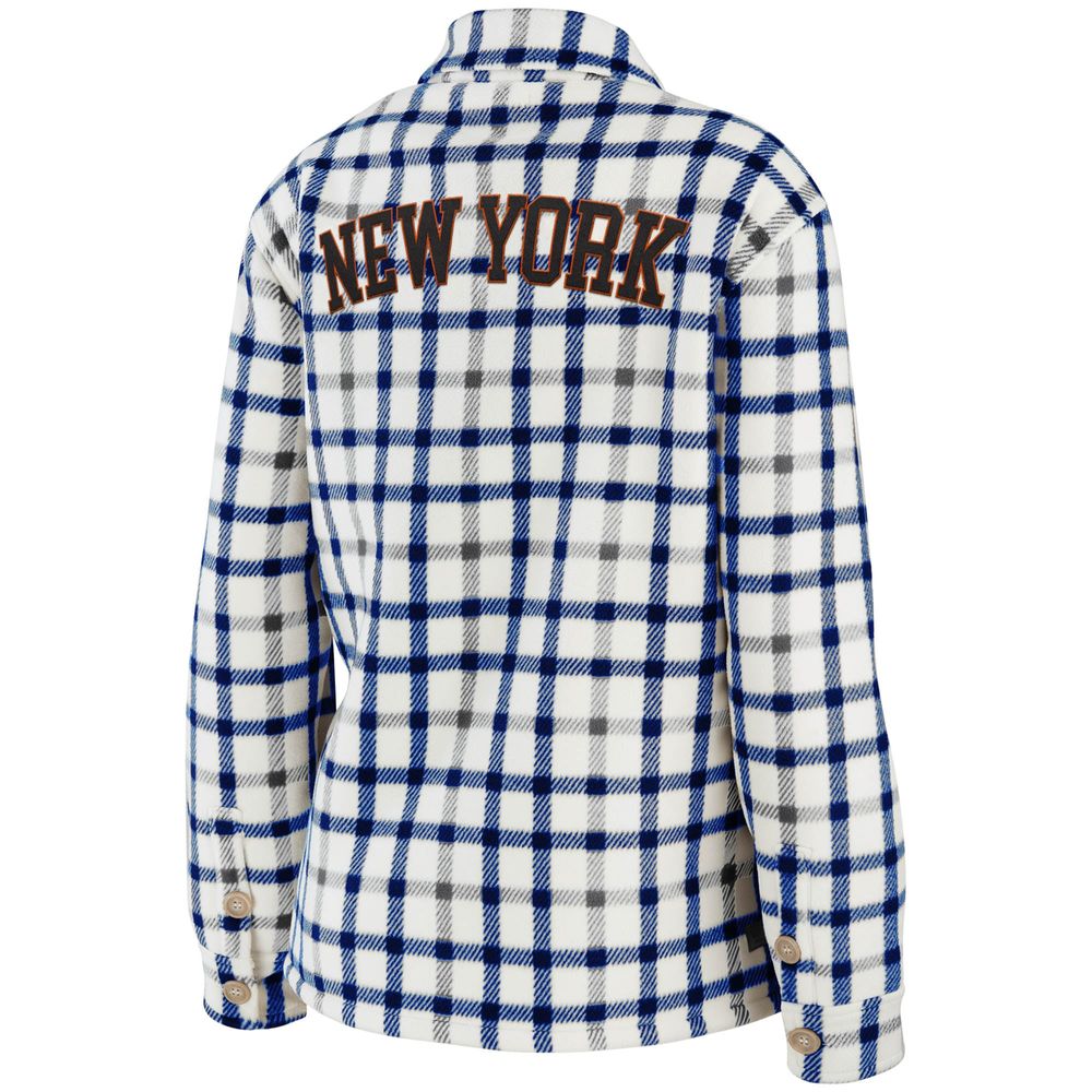 Women's WEAR by Erin Andrews Oatmeal New York Islanders Plaid Button-Up Shirt Jacket