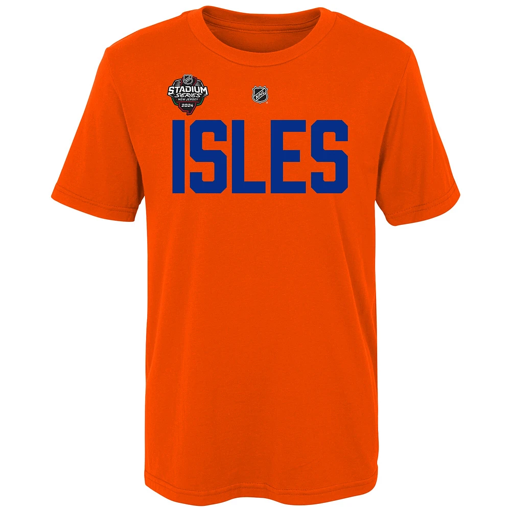 Youth Mathew Barzal Orange New York Islanders 2024 NHL Stadium Series Name & Number T-Shirt