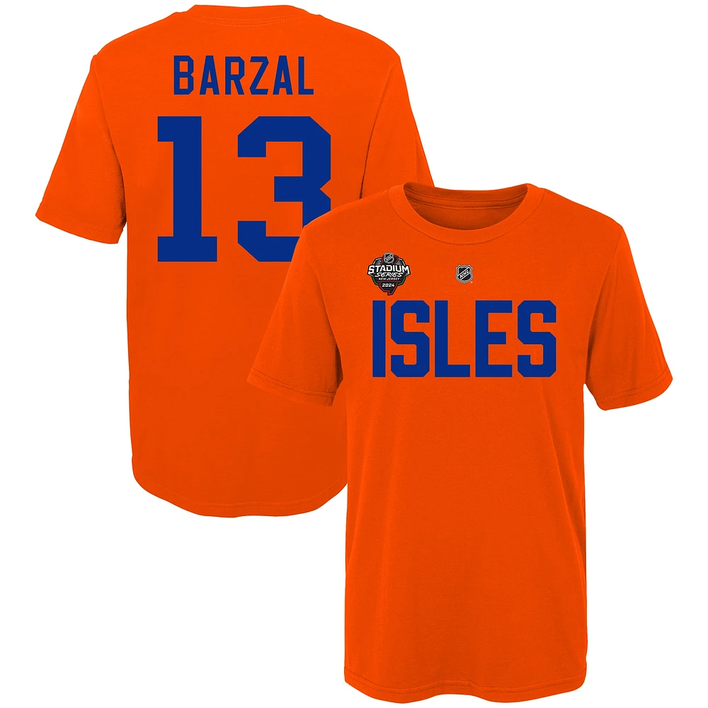 Youth Mathew Barzal Orange New York Islanders 2024 NHL Stadium Series Name & Number T-Shirt