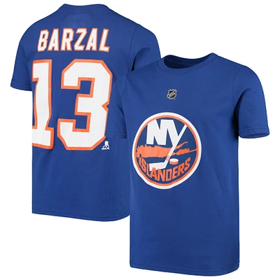 T-shirt avec nom et numéro du joueur Royal New York Islanders Mathew Barzal pour jeune