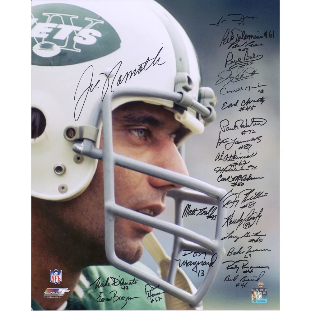 Lids 1969 New York Jets Fanatics Authentic Autographed 16' x 20' Namath  Close Up Wearing Helmet Photograph - 24 Signatures