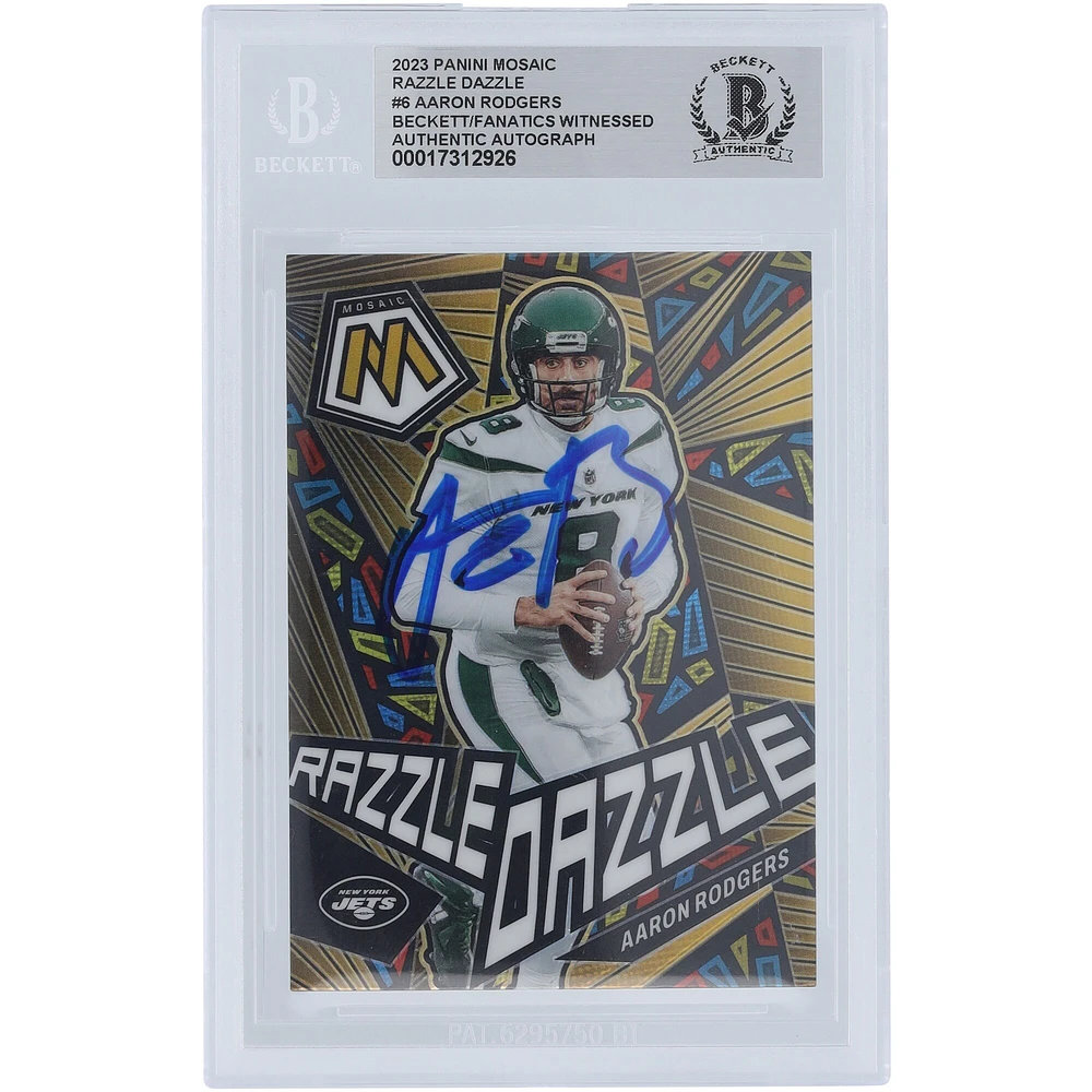 Aaron Rodgers New York Jets Autographed 2023 Panini Mosaic Razzle Dazzle #RD-6 Beckett Fanatics Witnessed Authenticated Card