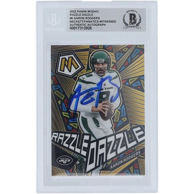 Aaron Rodgers New York Jets Autographed 2023 Panini Mosaic Razzle Dazzle #RD-6 Beckett Fanatics Witnessed Authenticated Card