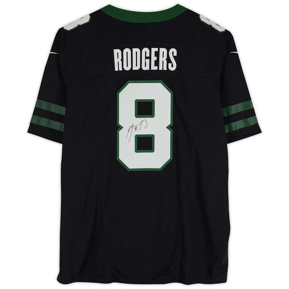 Aaron Rodgers New York Jets Autographed Black F.U.S.E. Nike Limited Jersey