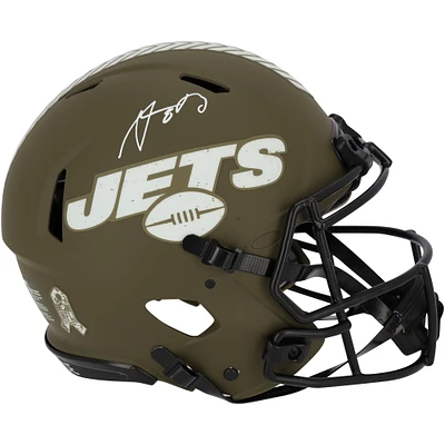 Casque authentique Riddell Salute to Service Speed ​​2022 autographié par Aaron Rodgers des New York Jets