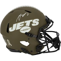 Casque authentique Riddell Salute to Service Speed ​​2022 autographié par Aaron Rodgers des New York Jets