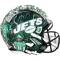 Casque Riddell Speed ​​authentique autographié par Aaron Rodgers des New York Jets - Illustration de Charles Fazzino - XP14012989