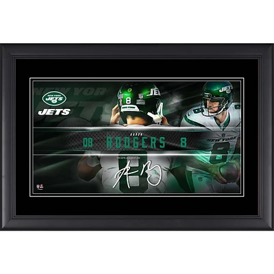 Collage de plaques signalétiques encadrées de 10" x 18" de Aaron Rodgers, New York Jets