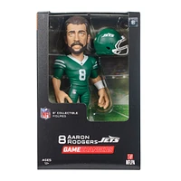 Figurine en vinyle GameChanger de 6 pouces de la série 5 des New York Jets d'Aaron Rodgers - Recherchez des variantes de couleurs unies rares