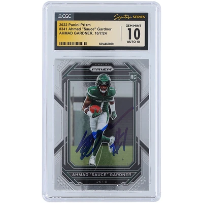 V106832 JET Ahmad Gardner New York Jets Carte Panini Prizm 2022 autographiée n° 341 CGC Fanatics Authentifiée 10/10 Rookie 1 Ahmad Sauce Gardner AUT PAA TRADING CARDS 45642 AUTTRC CA01F06843 n° 42