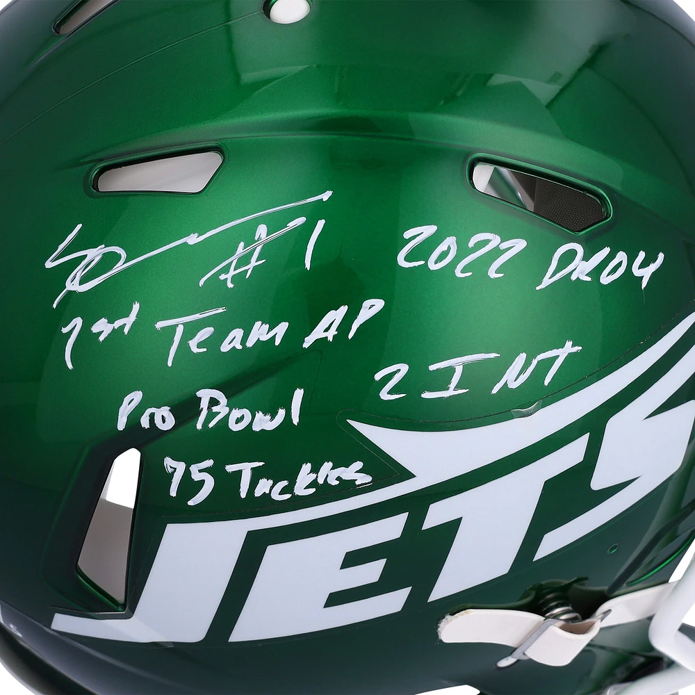 Ahmad Sauce Gardner New York Jets Autographed 2024 Speed Authentic Helmet with Multiple Inscriptions - Limited Edition #1/5
