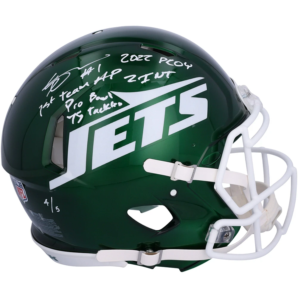 Ahmad Sauce Gardner New York Jets Autographed 2024 Speed Authentic Helmet with Multiple Inscriptions - Limited Edition of 5