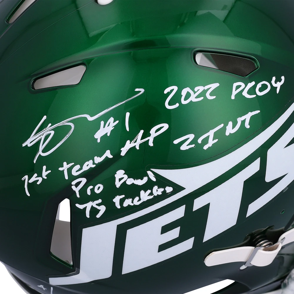 Ahmad Sauce Gardner New York Jets Autographed 2024 Speed Authentic Helmet with Multiple Inscriptions - Limited Edition of 5