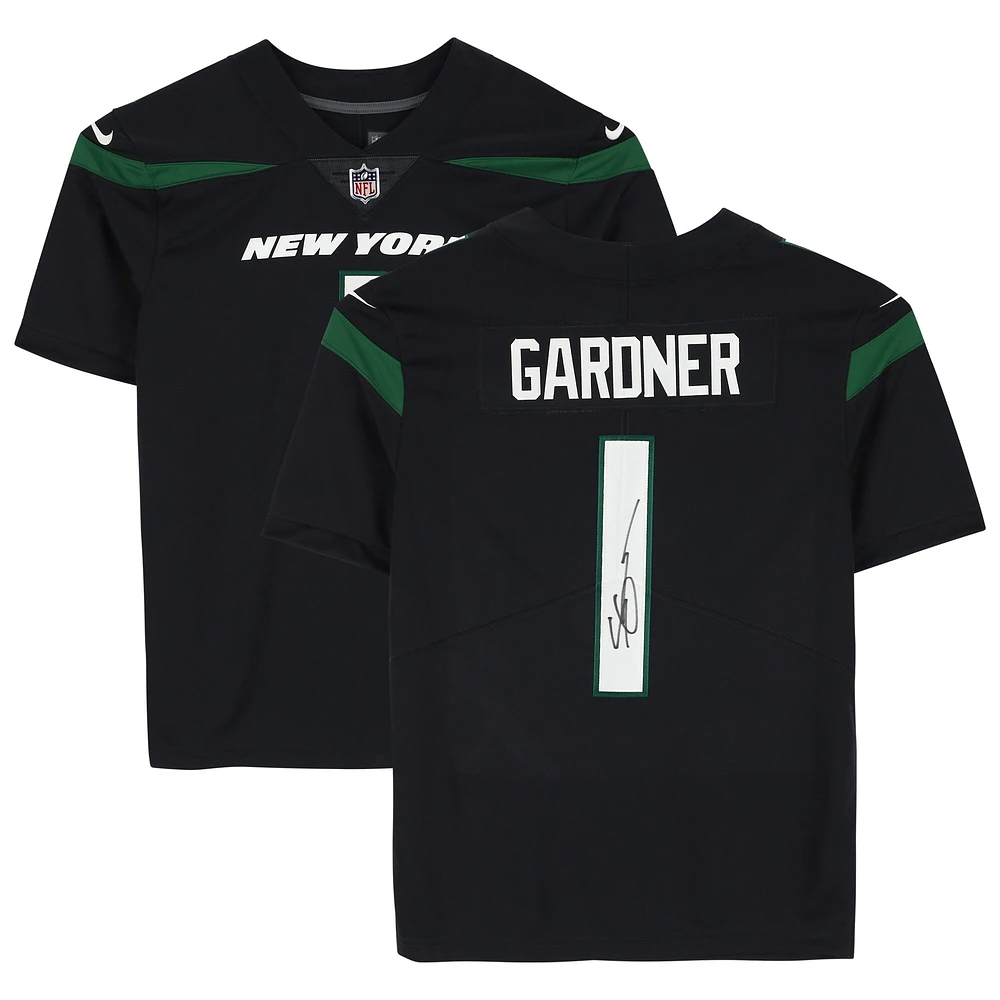 Maillot Nike noir dédicacé par Ahmad Sauce Gardner des New York Jets