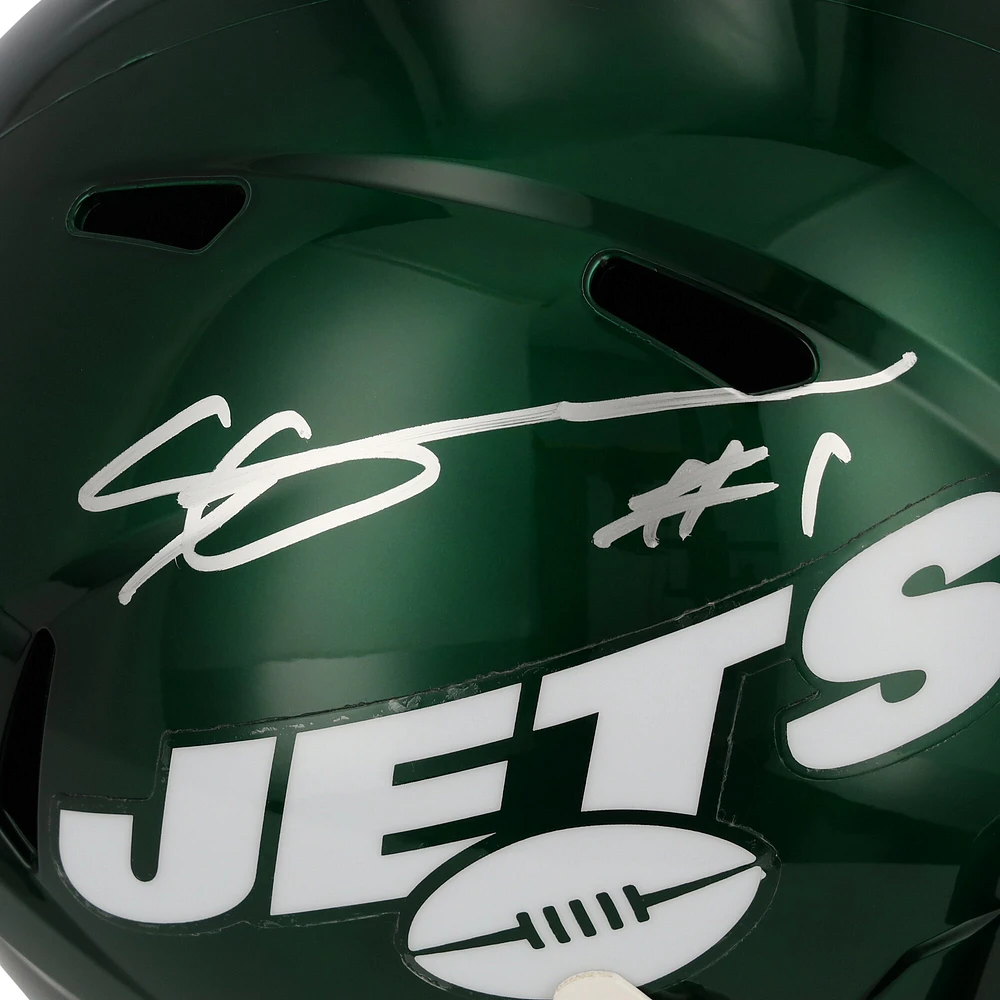 Ahmad Sauce Gardner New York Jets Autographed Riddell 2023 Alternate Speed Replica Helmet
