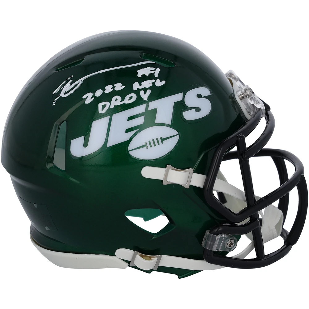 Ahmad Sauce Gardner New York Jets Autographed Speed Mini Helmet with "2022 NFL DROY" Inscription