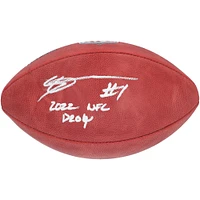 Ballon de football Wilson Duke dédicacé par Ahmad Sauce Gardner des New York Jets avec l'inscription « 2022 NFL DROY »