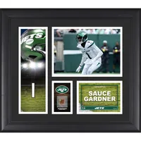 Garrett Wilson New York Jets Framed 15 x 17 Player Collage with a Piece  of Game-Used Ball