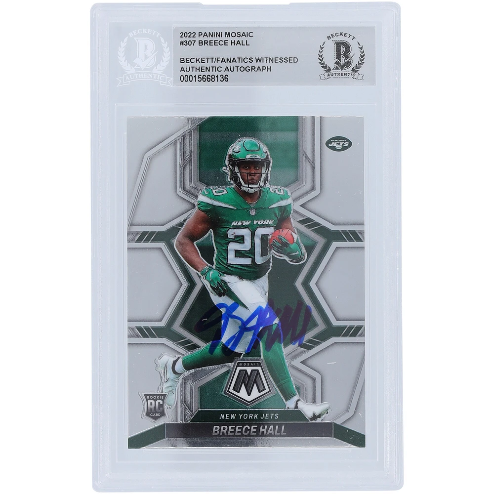 Carte de recrue authentifiée Breece Hall New York Jets 2022 Panini Mosaic #307 Beckett Fanatics
