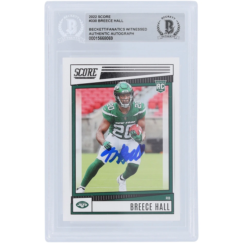 Carte de recrue authentifiée par les fans de Beckett du score Panini 2022 de Breece Hall New York Jets #330