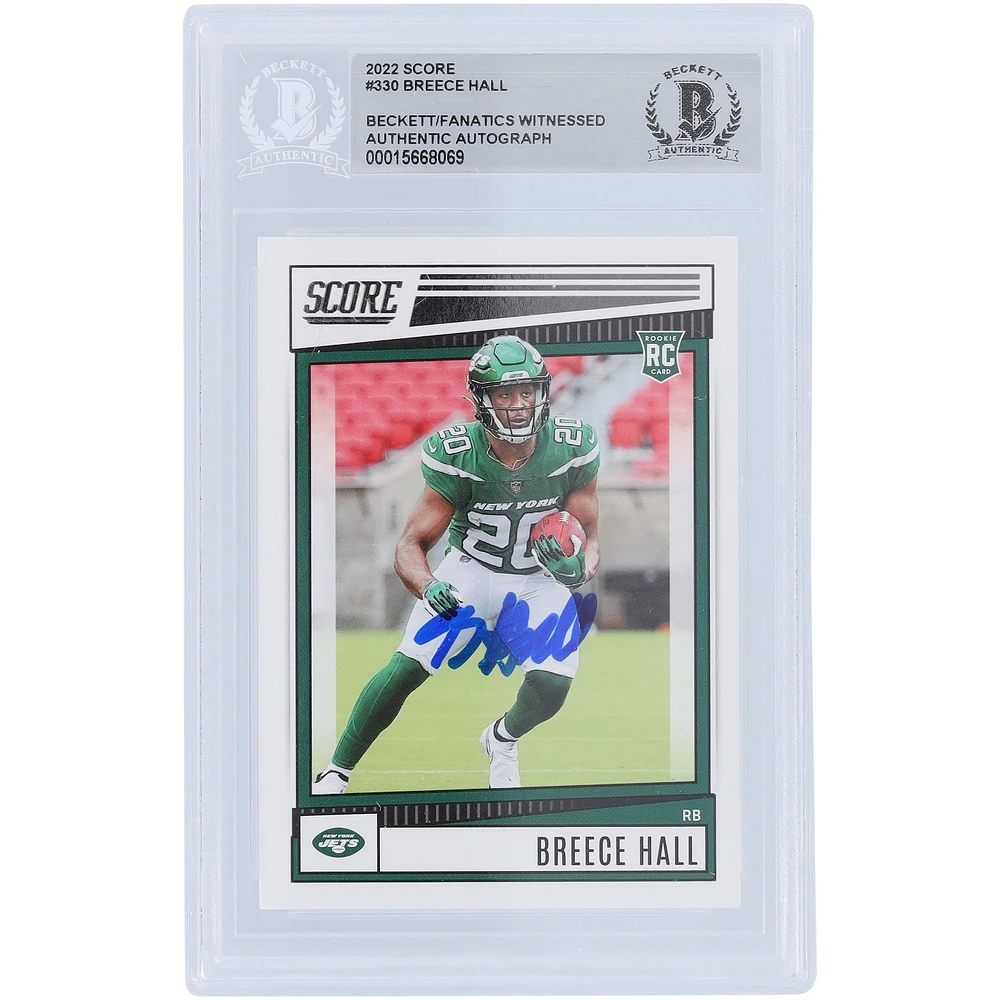 Carte de recrue authentifiée par les fans de Beckett du score Panini 2022 de Breece Hall New York Jets #330