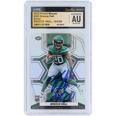 Carte de recrue Panini Mosaic Silver #283 autographiée 2022 des New York Jets de Breece Hall, présentée par des fanatiques de CGC, authentifiée et témoin de la victoire