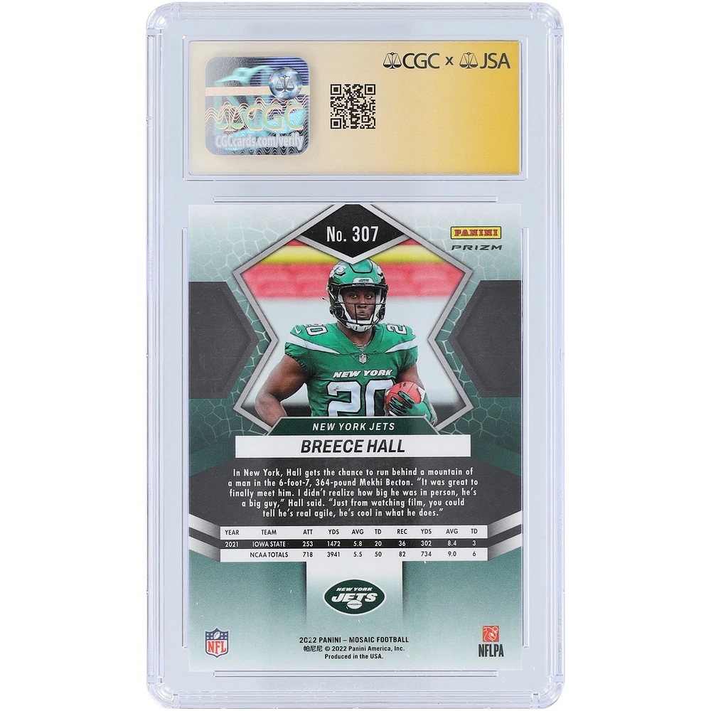 Carte de recrue autographiée Panini Mosaic Silver #307 2022 des New York Jets de Breece Hall, carte de recrue Auto 10 authentifiée par les fanatiques de CGC