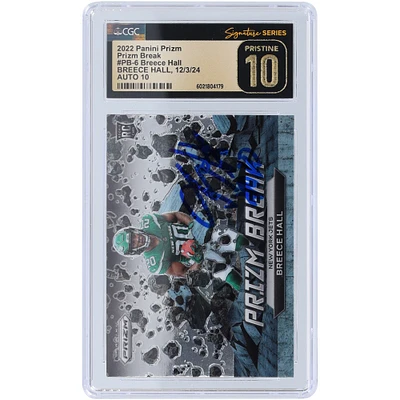 Carte de recrue Panini Prizm Break #PB-6 autographiée 2022 des New York Jets de Breece Hall, présentée par les fanatiques de CGC, authentifiée et immaculée, 10/10