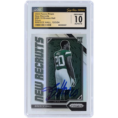 Breece Hall New York Jets Carte de recrue authentifiée 10/10 Panini Prizm Silver Prizm New Recruits #NR-10 autographiée par les fanatiques de CGC 2022