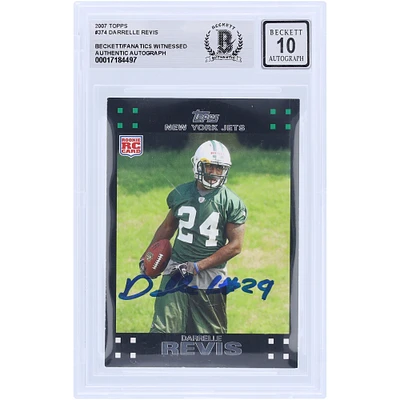Darrelle Revis New York Jets Autographed 2007 Topps #374 Beckett Fanatics Witnessed Authenticated 10 Rookie Card