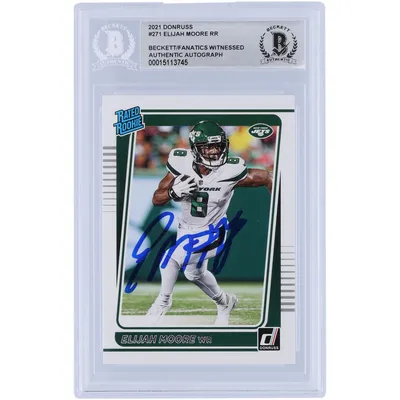 Elijah Moore New York Jets Autographed 2021 Panini Donruss Rated Rookie #271 Beckett Fanatics Witnessed Authenticated Rookie Card