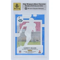 Carte de recrue authentifiée 8,5/10 Panini Clearly Donruss Blue Variation #56 #15/99 BGS 2022 autographiée par Garrett Wilson des New York Jets
