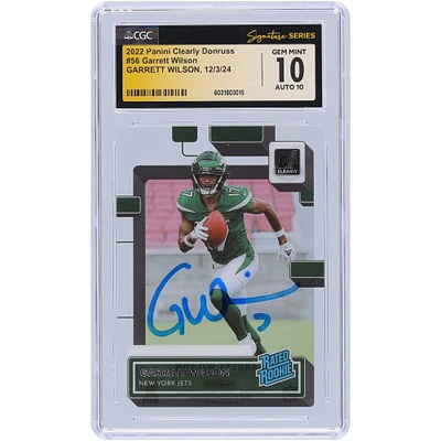 Carte de recrue Panini Clearly Donruss #56 autographiée par Garrett Wilson des New York Jets 2022 CGC Fanatics Witnessed Authenticated 10/10