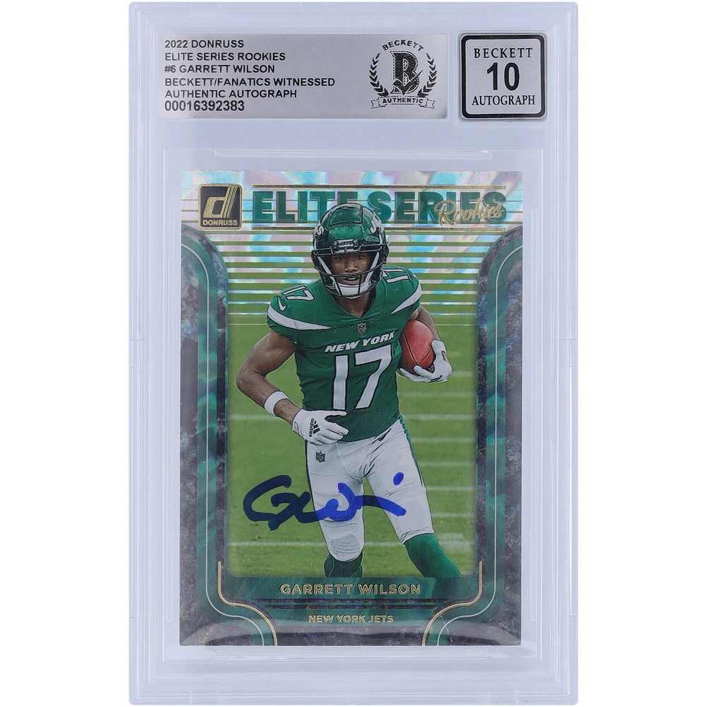 Carte de recrue Panini Donruss Elite Series 2022 autographiée par Garrett Wilson des New York Jets #ESR-6 Beckett Fanatics, authentifiée et témoin de la victoire