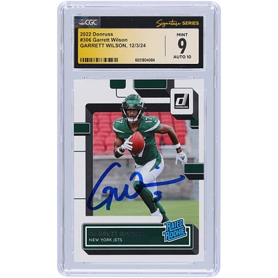 Carte de recrue Panini Donruss #306 autographiée par Garrett Wilson des New York Jets 2022 CGC Fanatics, authentifiée et témoin