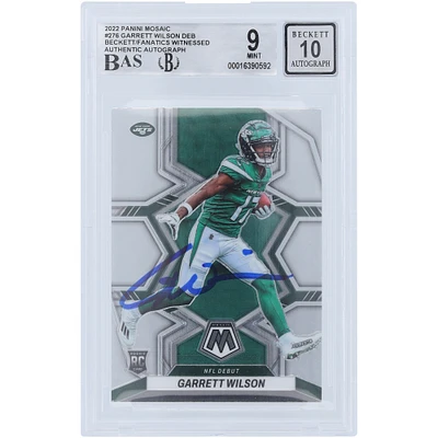 Carte de recrue 9/10 authentifiée signée Garrett Wilson New York Jets Panini Mosaic NFL Debut #276 Beckett Fanatics Witnessed 2022