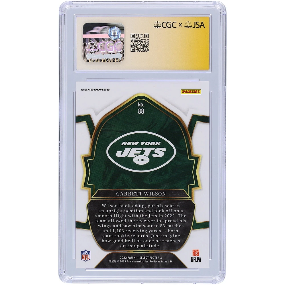 Carte de recrue authentifiée Panini Select #88 2022 autographiée par Garrett Wilson des New York Jets, CGC Fanatics Witnessed