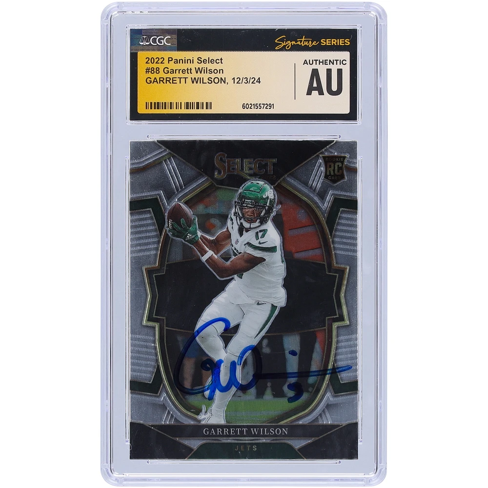 Carte de recrue authentifiée Panini Select #88 2022 autographiée par Garrett Wilson des New York Jets, CGC Fanatics Witnessed