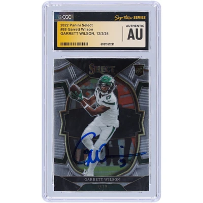 Carte de recrue authentifiée Panini Select #88 2022 autographiée par Garrett Wilson des New York Jets, CGC Fanatics Witnessed
