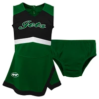 Ensemble robe pull et bloomer en deux pièces pour filles d'âge préscolaire, vert, New York Jets, capitaine des pom-pom girls