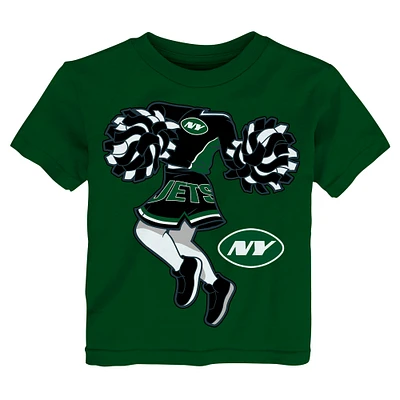 T-shirt vert pour petite fille avec inscription « New York Jets » pom-pom girl