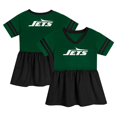 Robe en jersey tendance verte pour petite fille avec lumières du stade des New York Jets