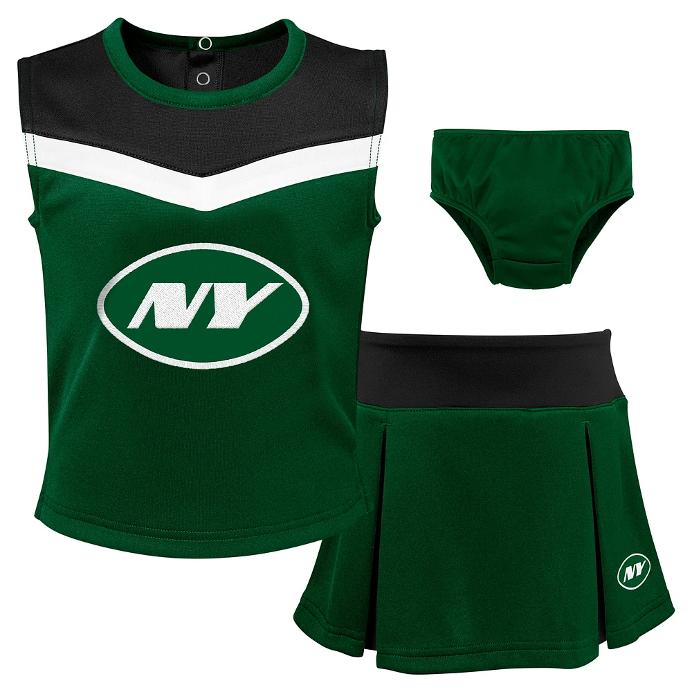 Ensemble de pom-pom girl deux pièces avec bloomers pour filles, vert, New York Jets Spirit Cheer