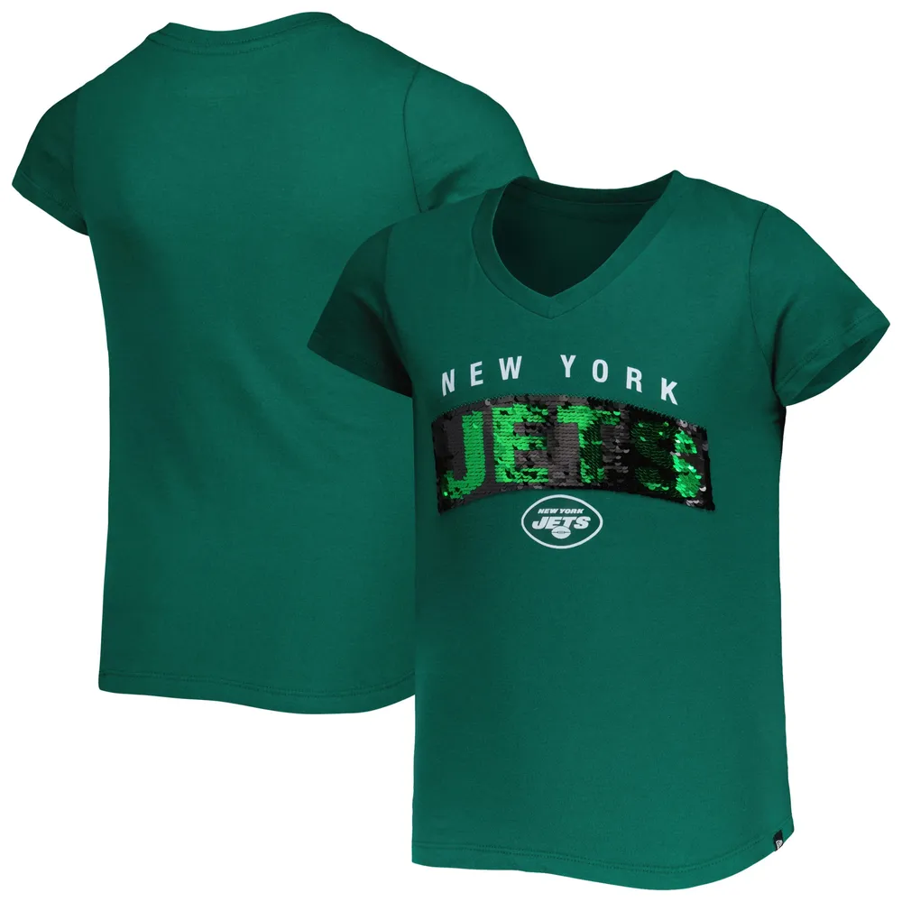 Girls Youth Philadelphia Eagles New Era Black Reverse Sequins T-Shirt