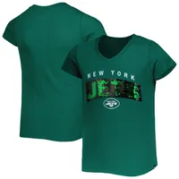 Philadelphia Eagles New Era Girls Youth Reverse Sequin T-Shirt - Midnight  Green